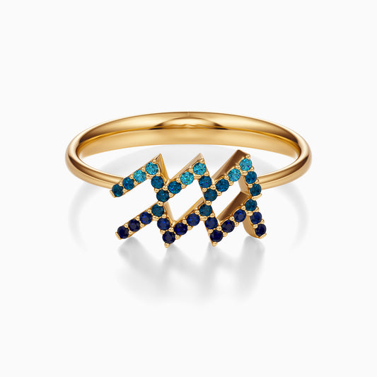 Large Sapphire Aquarius Ring
