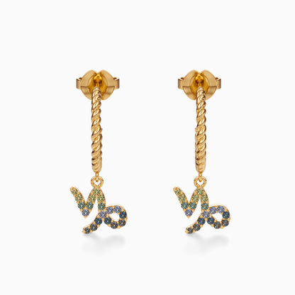 Sapphire Capricorn Dangle Earrings