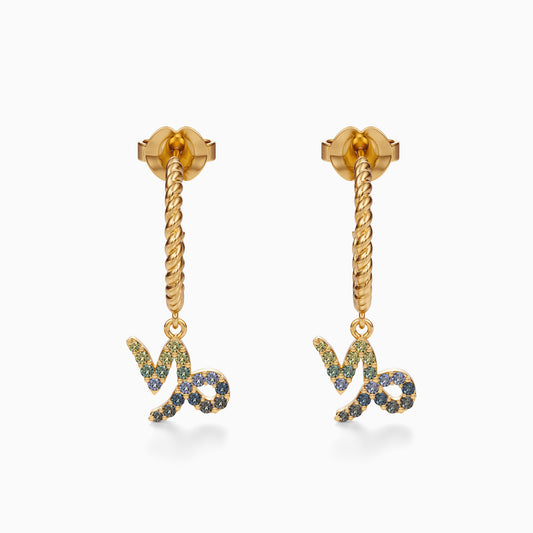 Sapphire Capricorn Dangle Earrings