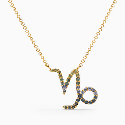 Large Sapphire Capricorn Necklace