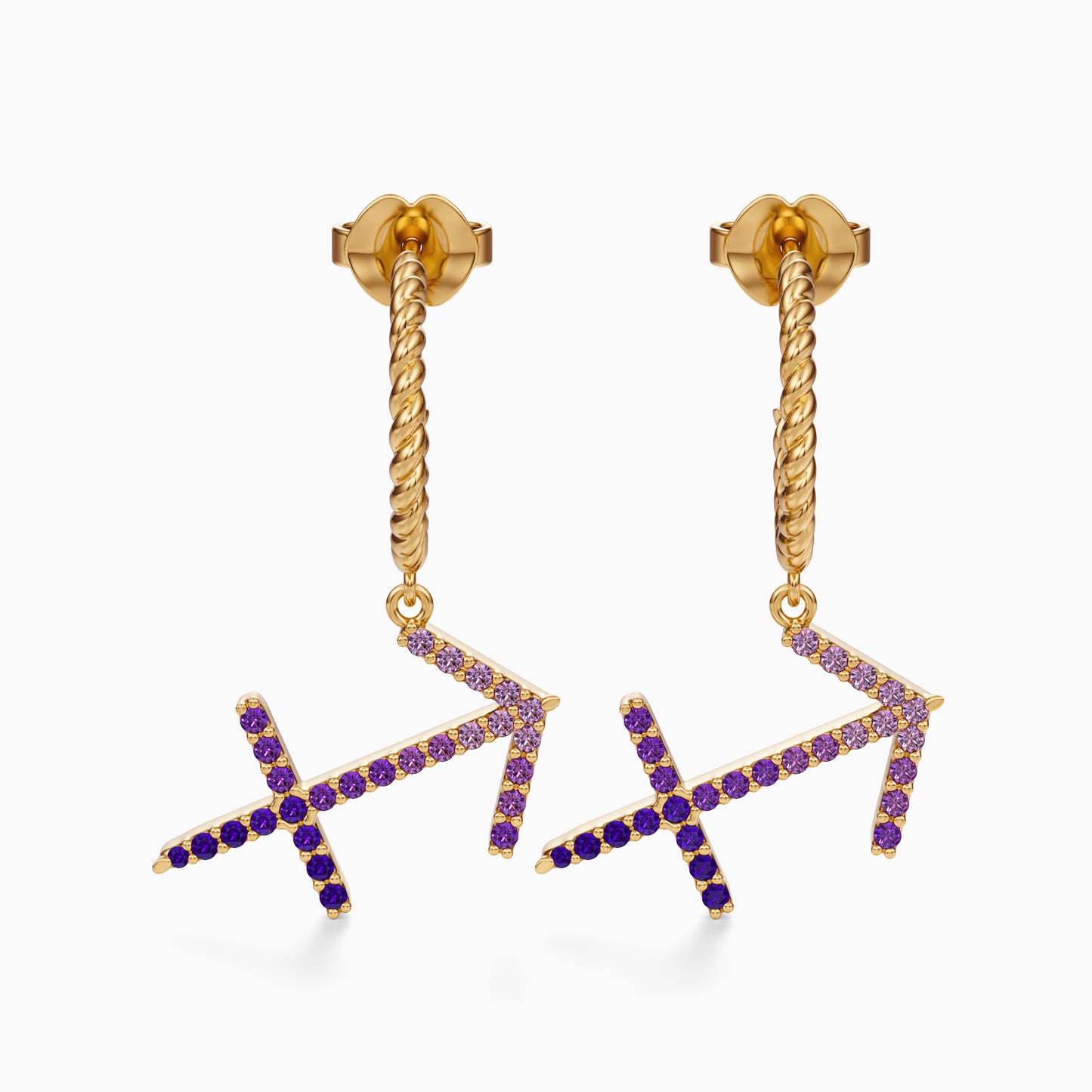 Large Sapphire Sagittarius Dangle Earrings