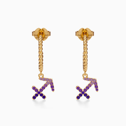Sapphire Sagittarius Dangle Earrings