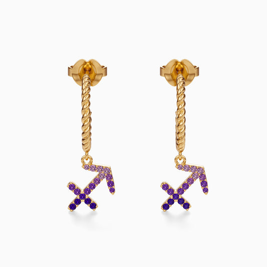 Sapphire Sagittarius Dangle Earrings