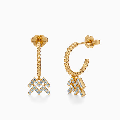Diamond Aquarius Dangle Earrings