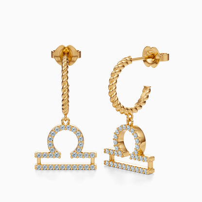 Large Diamond Libra Dangle Earrings