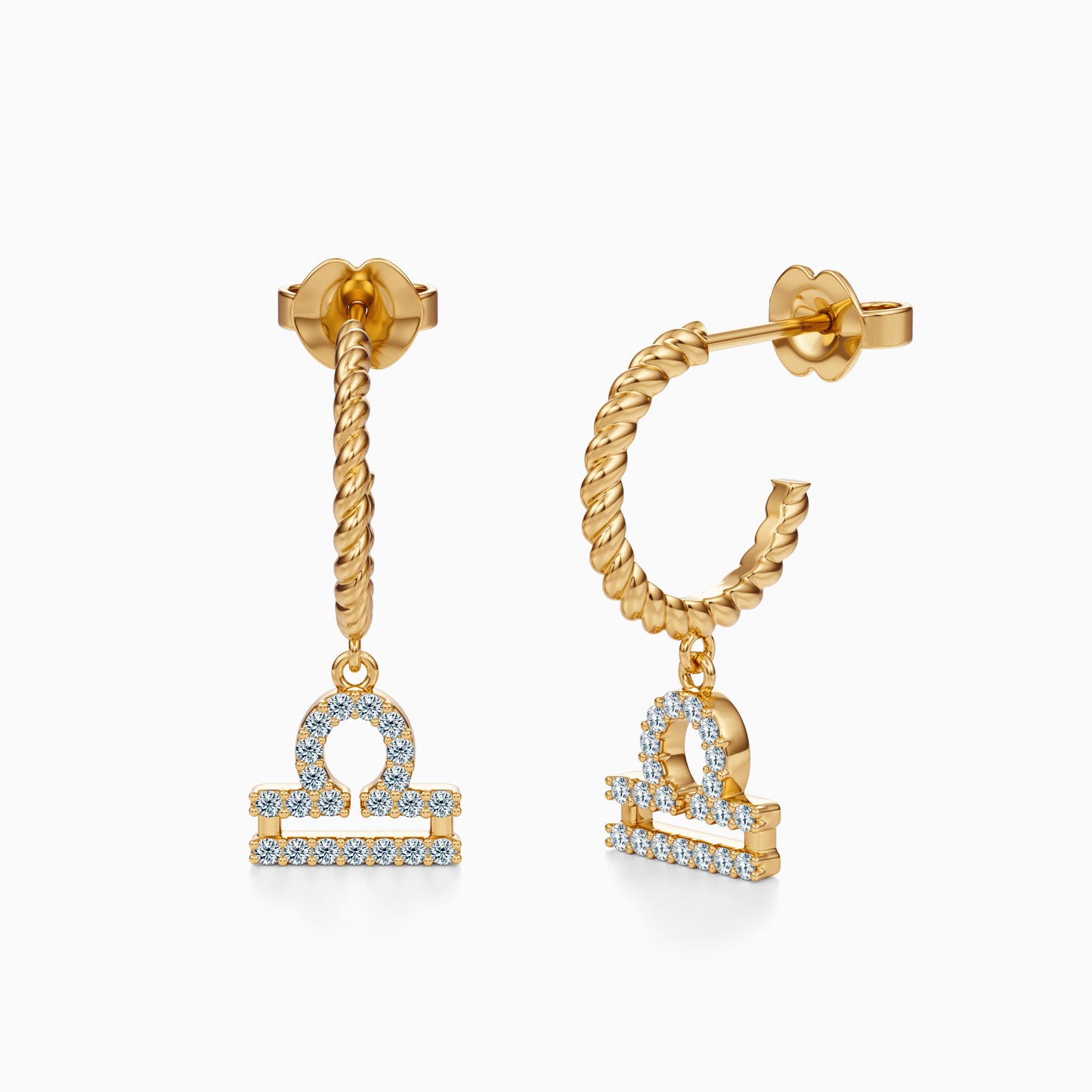 Diamond Libra Dangle Earrings