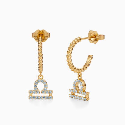 Diamond Libra Dangle Earrings