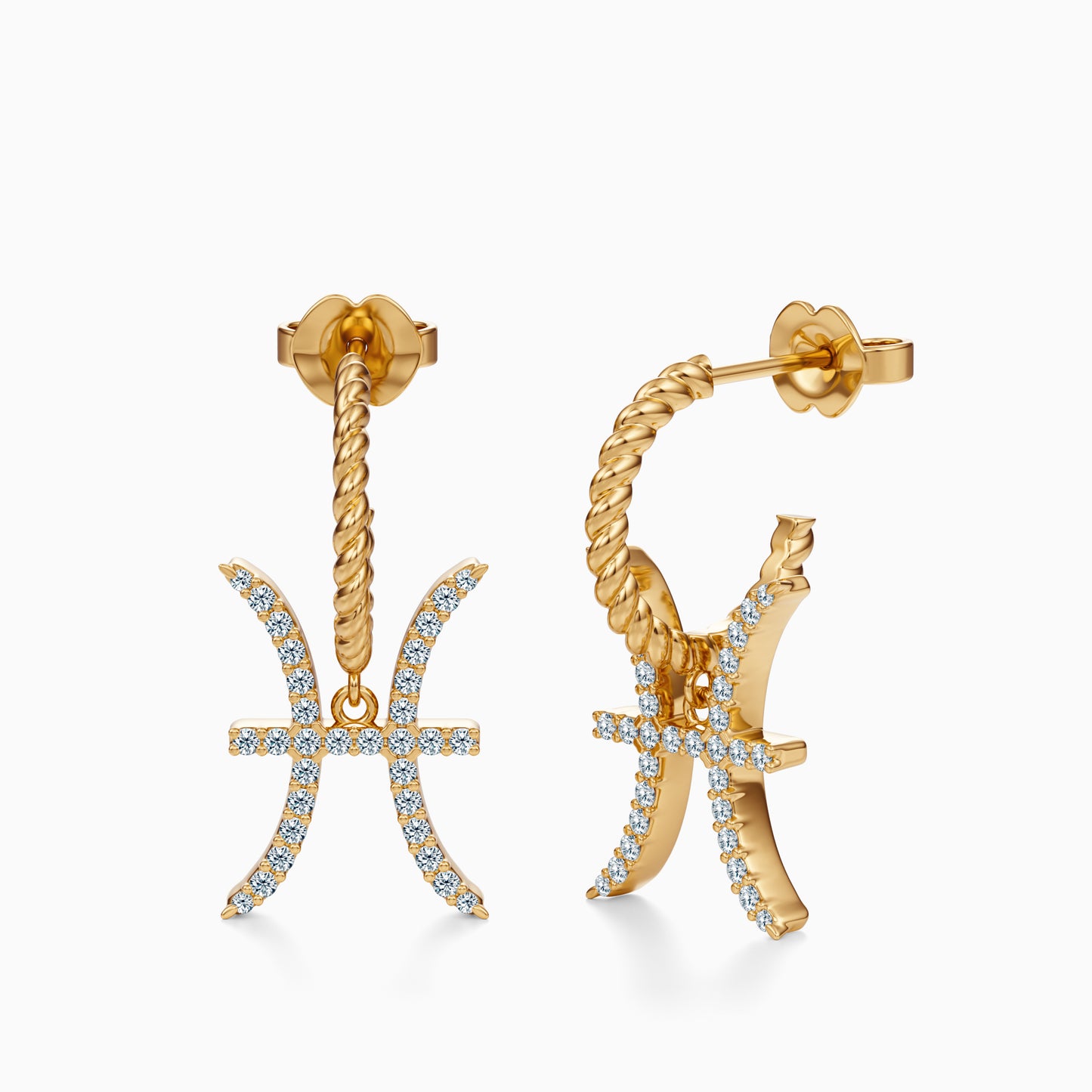 Large Diamond Pisces Dangle Earrings