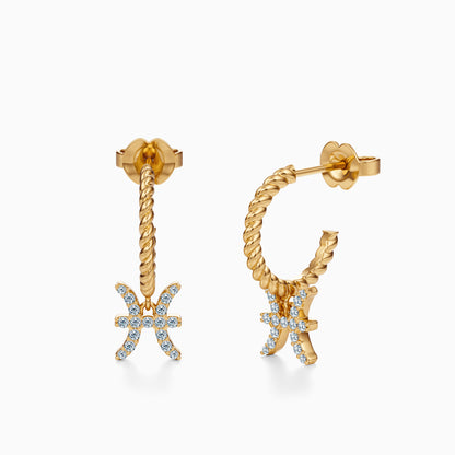 Diamond Pisces Dangle Earrings
