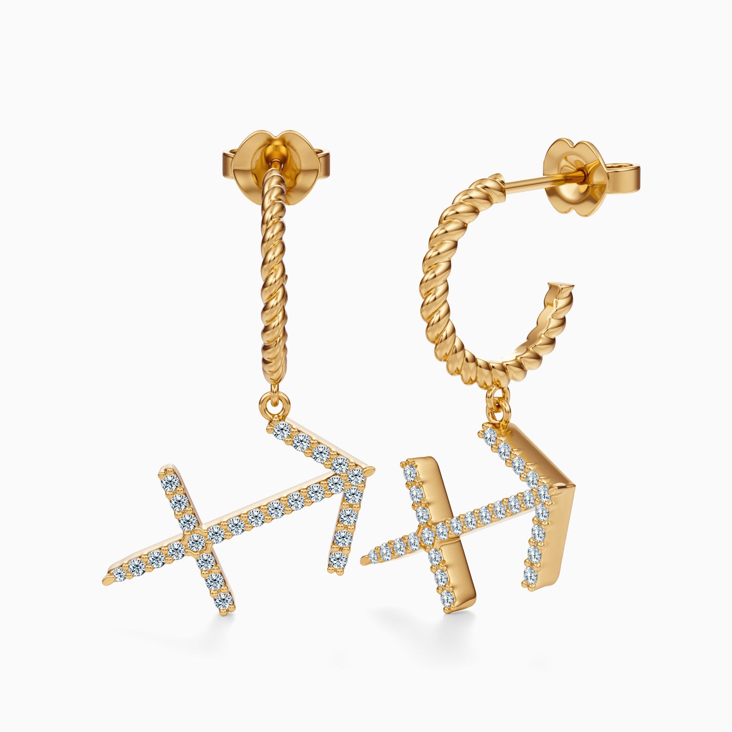 Large Diamond Sagittarius Dangle Earrings