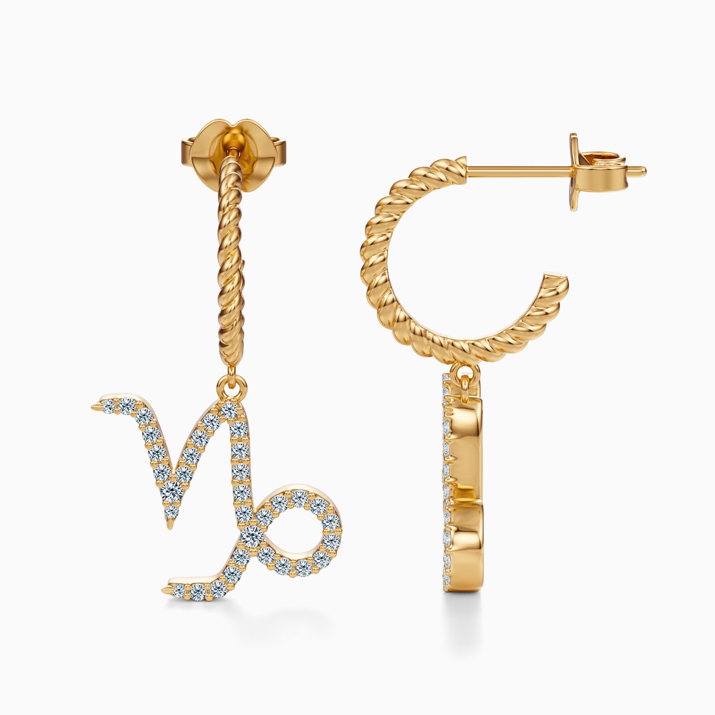 Large Diamond Capricorn Dangle Earrings