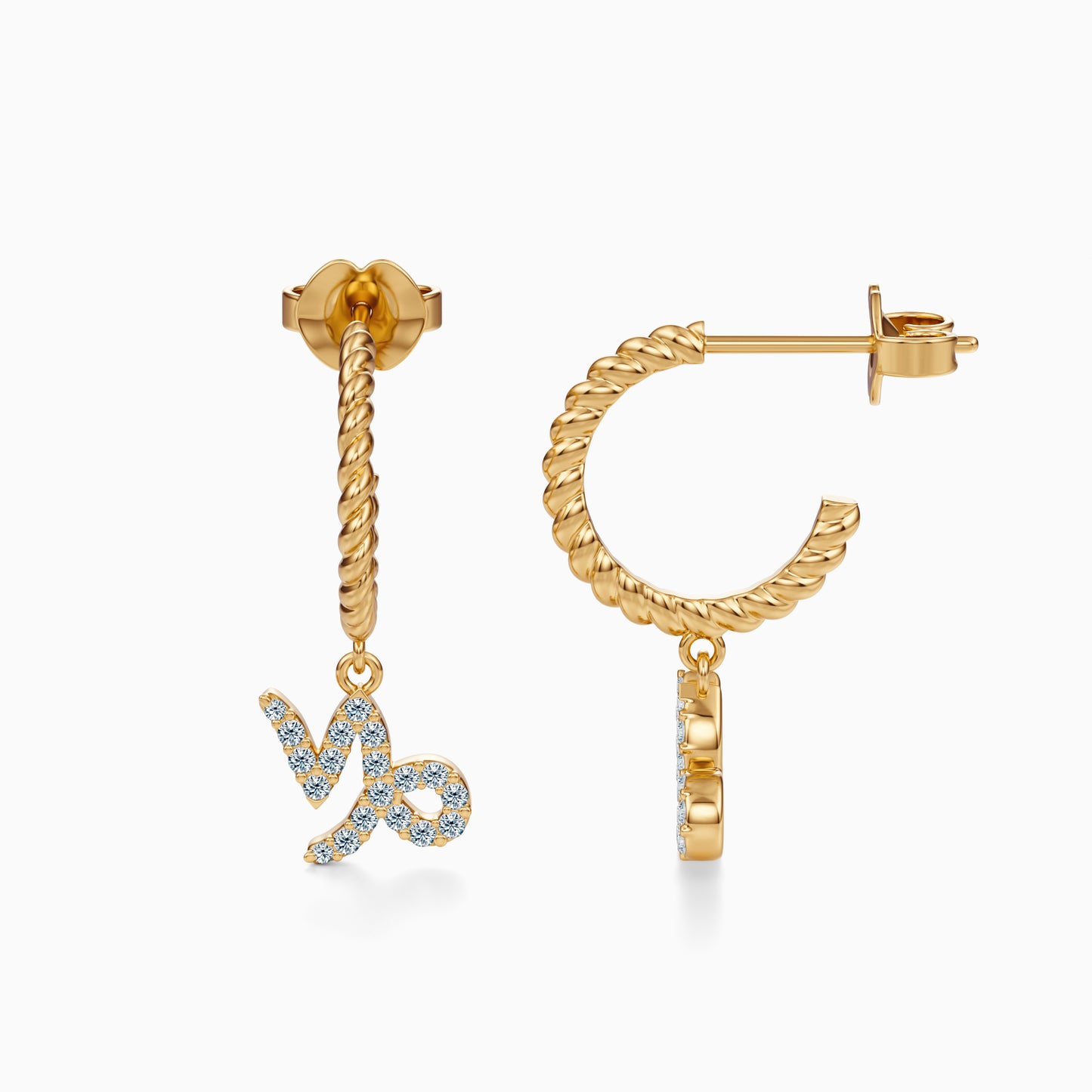 Diamond Capricorn Dangle Earrings