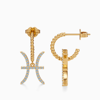Large Diamond Pisces Dangle Earrings