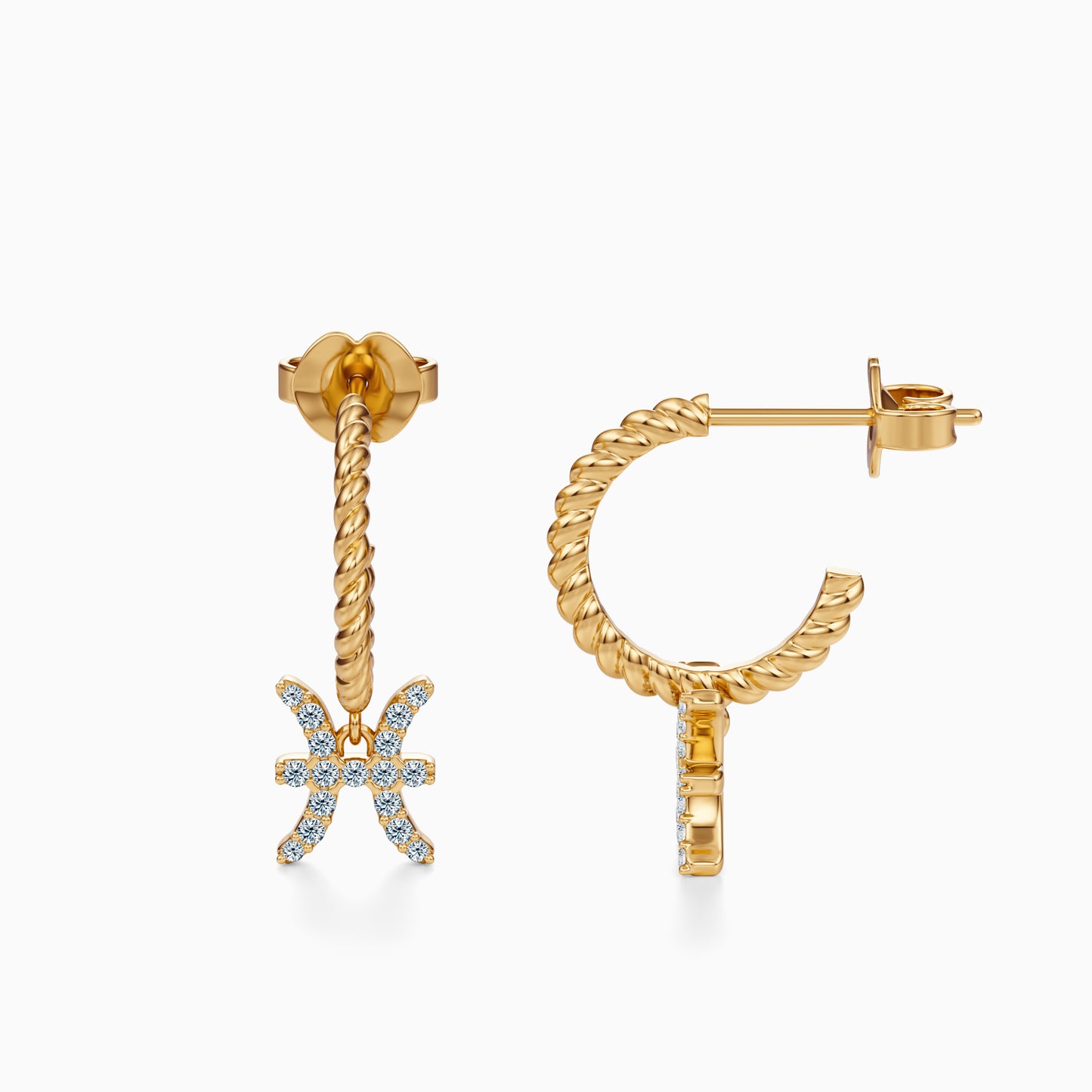 Diamond Pisces Dangle Earrings