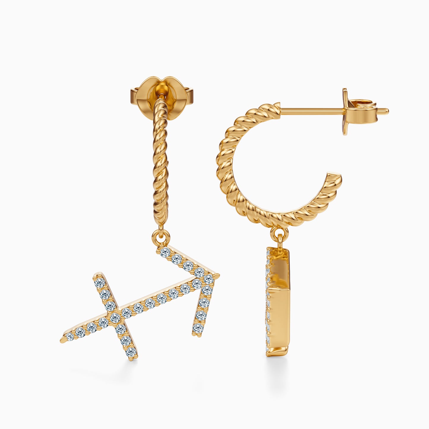 Large Diamond Sagittarius Dangle Earrings