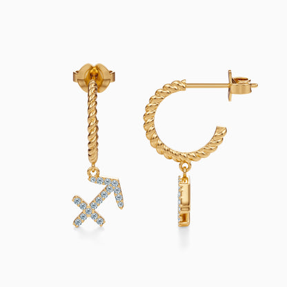 Diamond Sagittarius Dangle Earrings