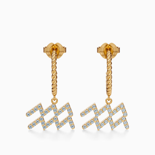 Large Diamond Aquarius Dangle Earrings