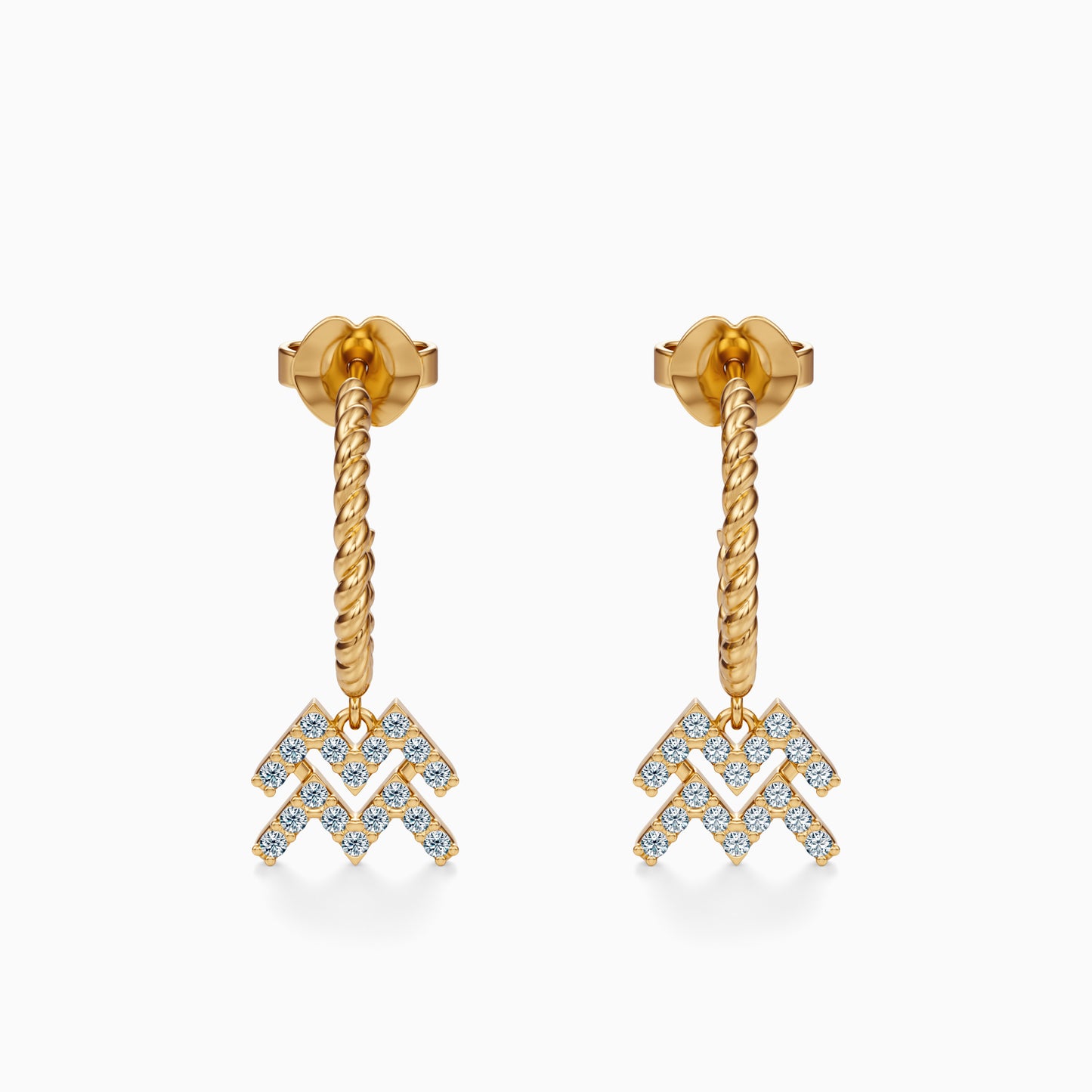 Diamond Aquarius Dangle Earrings