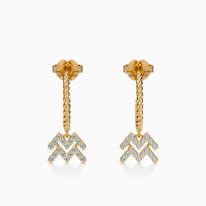 Diamond Aquarius Dangle Earrings