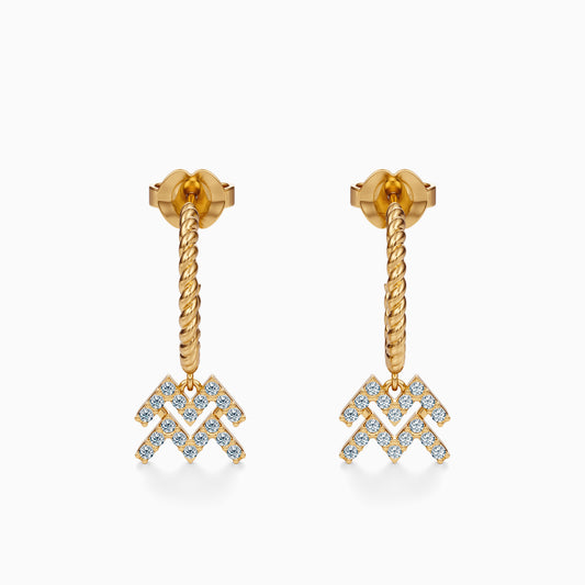 Diamond Aquarius Dangle Earrings