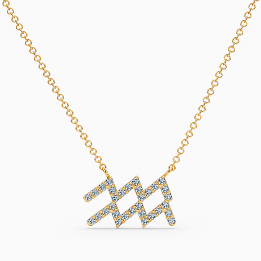 Large Diamond Aquarius Necklace