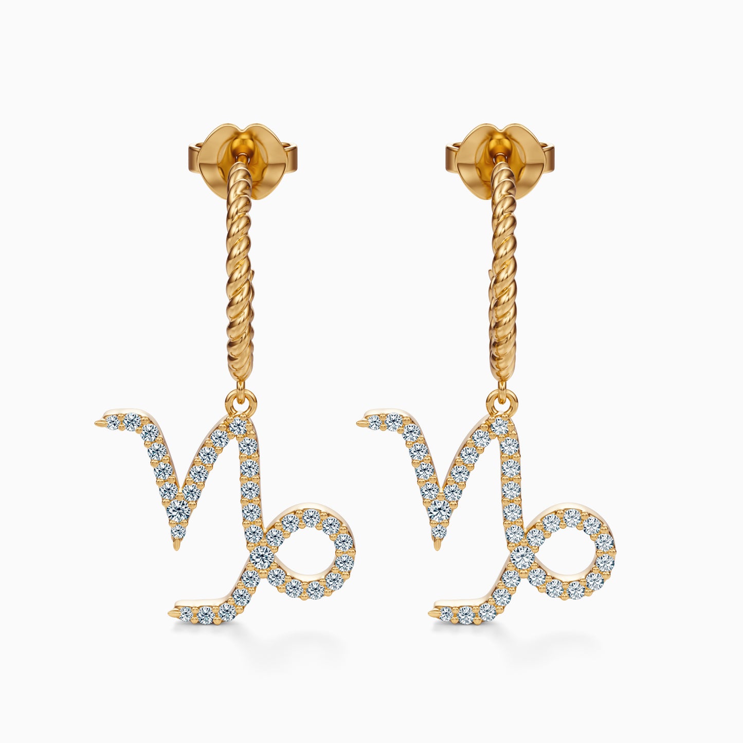 Large Diamond Capricorn Dangle Earrings