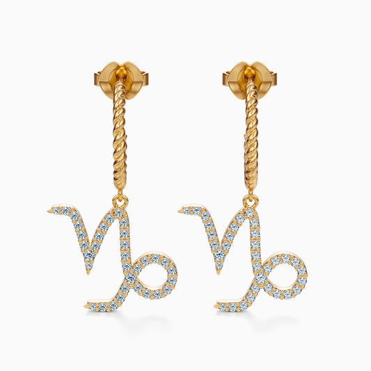 Large Diamond Capricorn Dangle Earrings