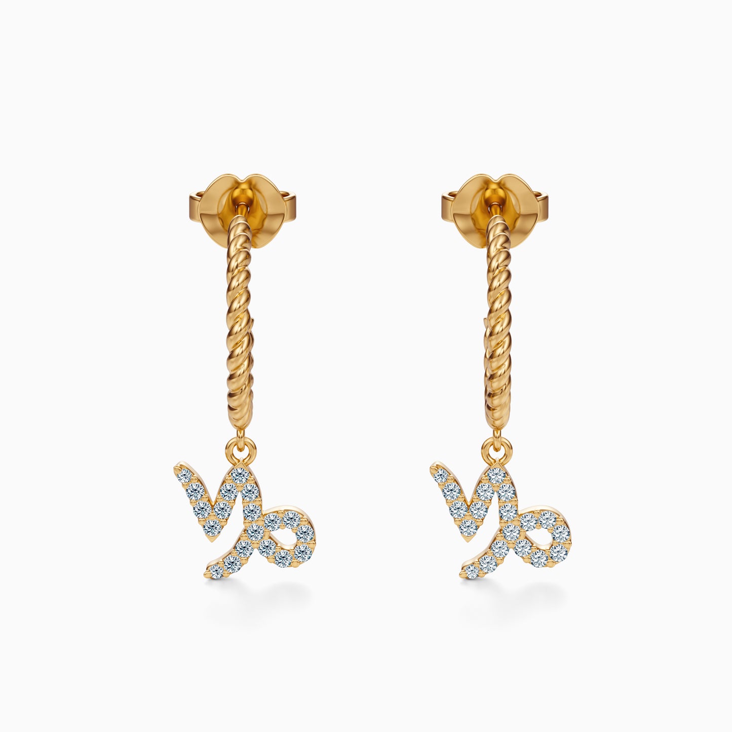 Diamond Capricorn Dangle Earrings