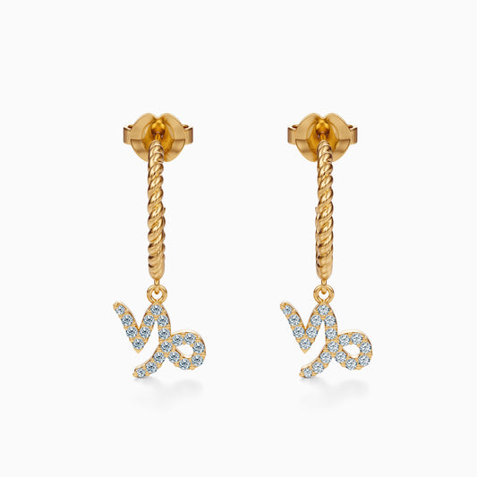 Diamond Capricorn Dangle Earrings