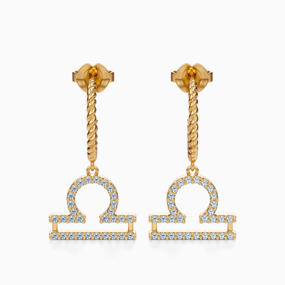 Large Diamond Libra Dangle Earrings