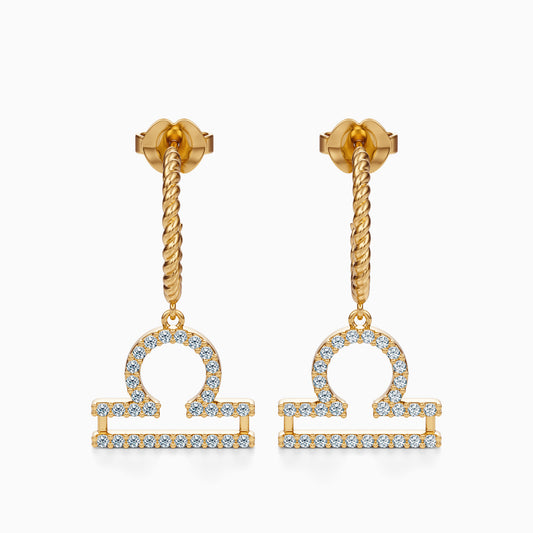 Large Diamond Libra Dangle Earrings