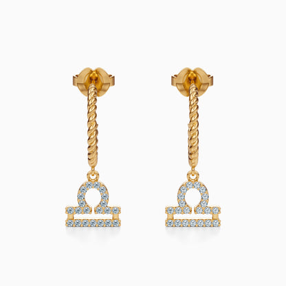 Diamond Libra Dangle Earrings