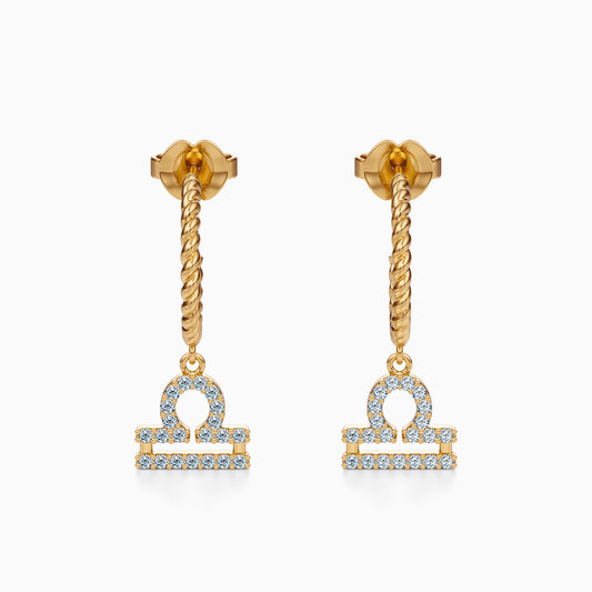 Diamond Libra Dangle Earrings