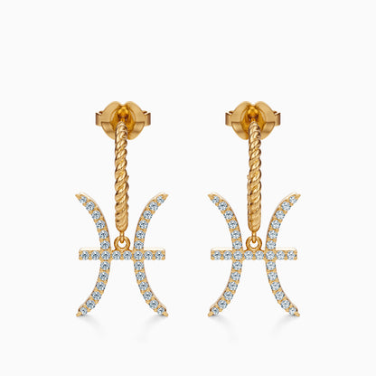 Large Diamond Pisces Dangle Earrings