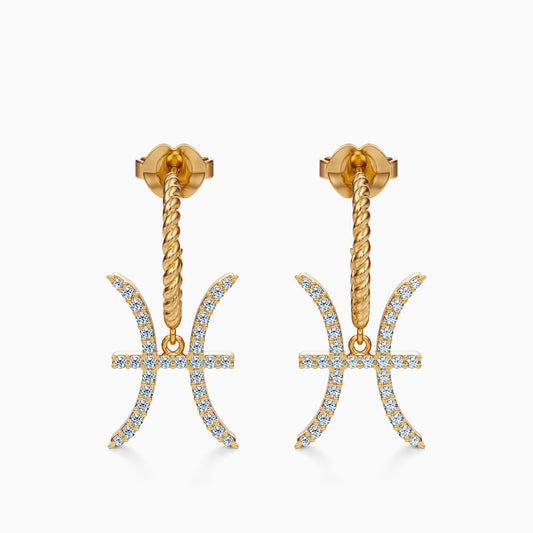 Large Diamond Pisces Dangle Earrings