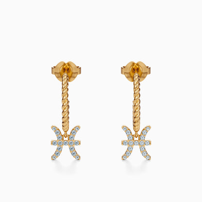 Diamond Pisces Dangle Earrings