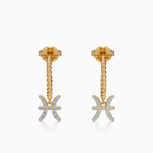 Diamond Pisces Dangle Earrings