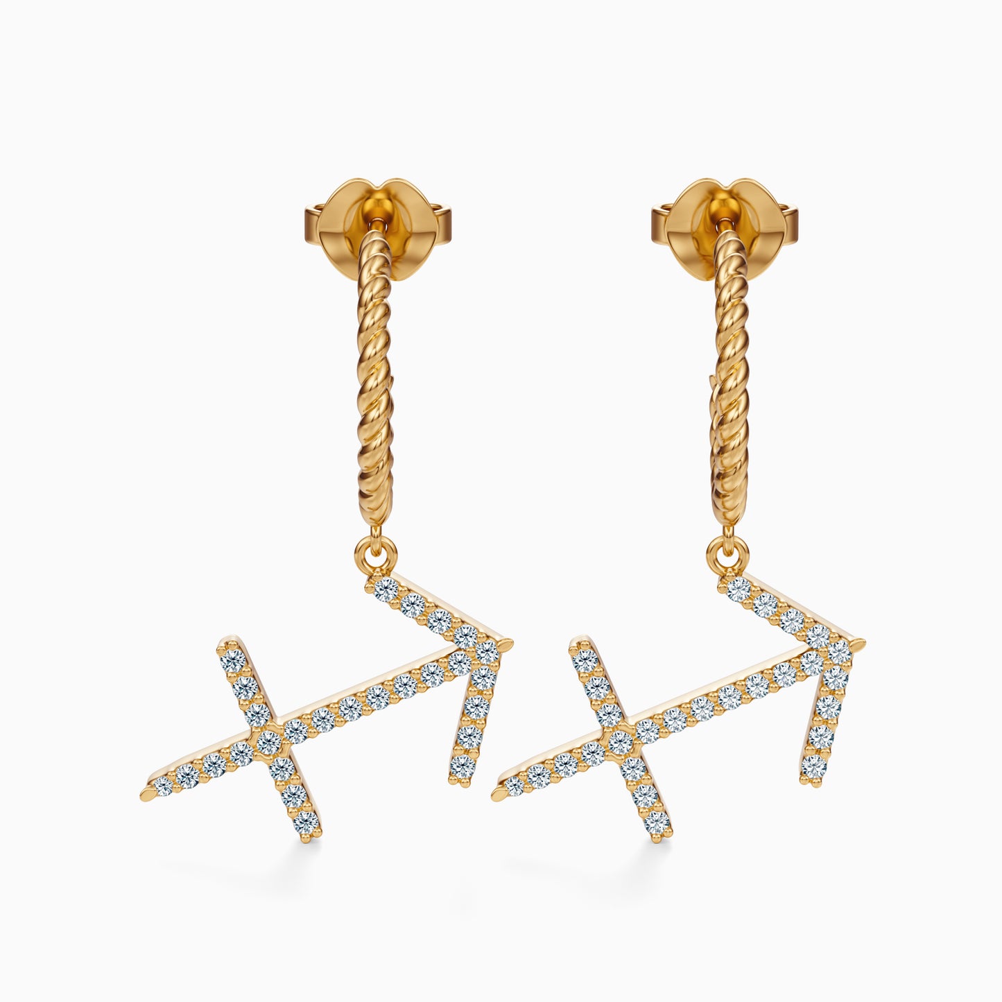 Large Diamond Sagittarius Dangle Earrings