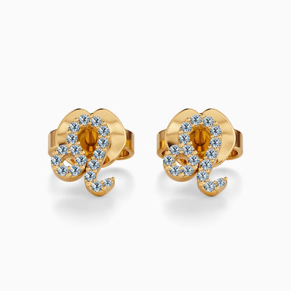 Diamond Leo Stud Earrings