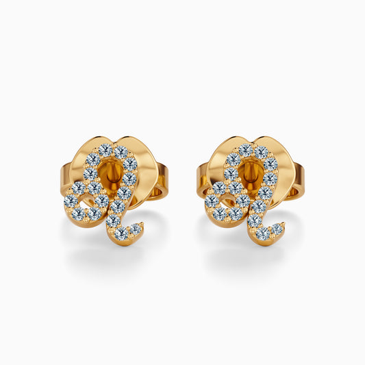Diamond Leo Stud Earrings
