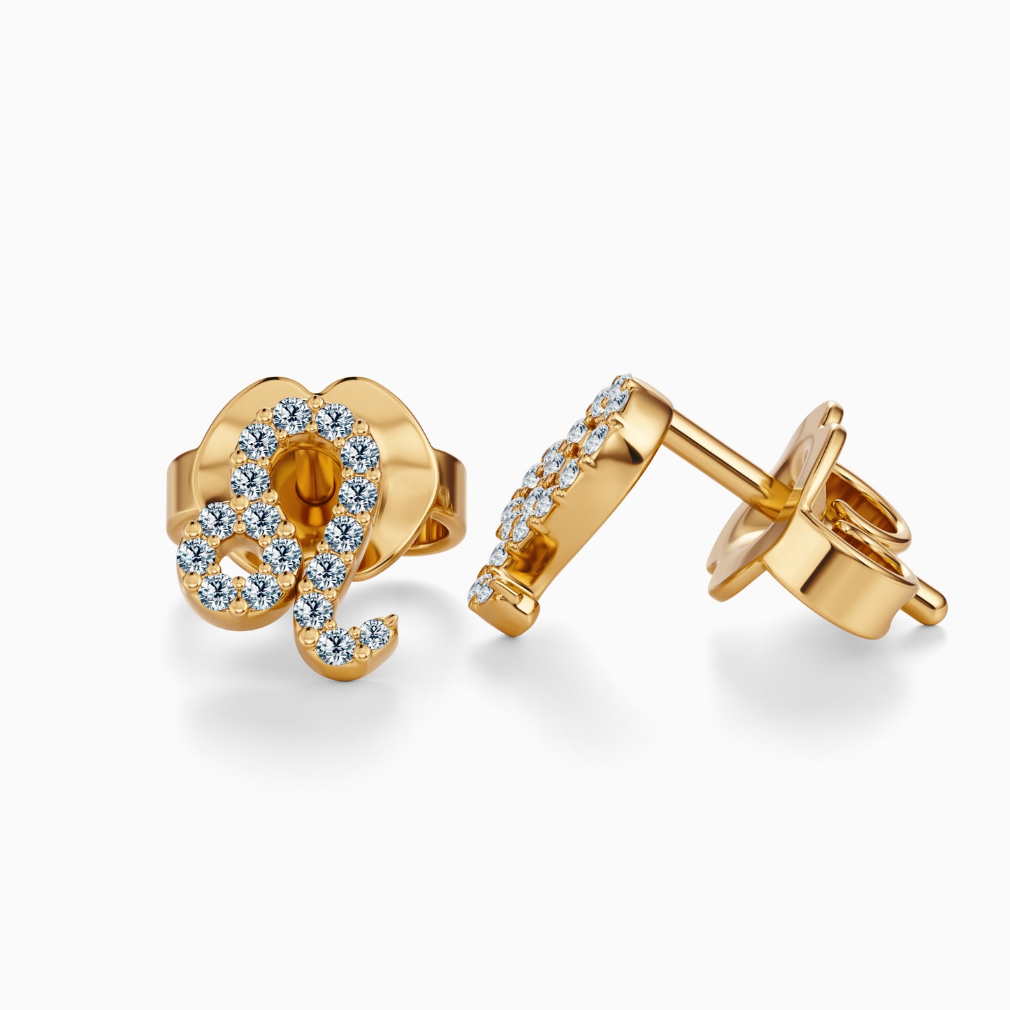 Diamond Leo Stud Earrings